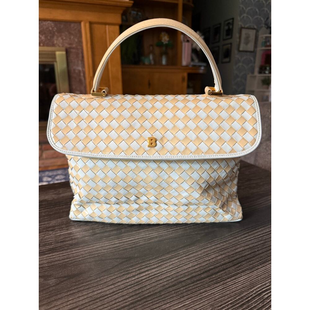 BALLY Braided Crème Leather Handbag with Large Top Handle